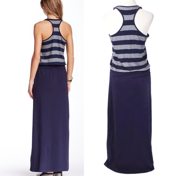 TART Navy Blue & Gray French Terry “Delphine” Racerback Maxi Dress Size M - Picture 3 of 4